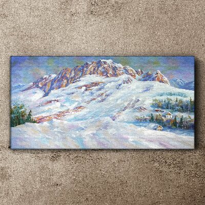 Winter mountain landscape Canvas Wall art