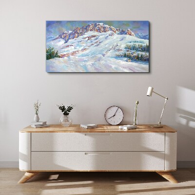 Winter mountain landscape Canvas Wall art