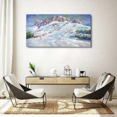 Winter mountain landscape Canvas Wall art