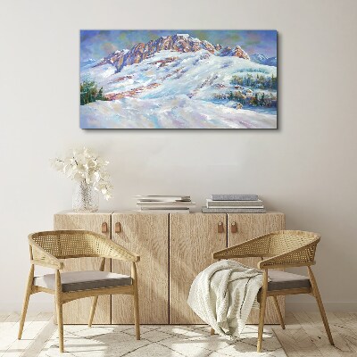 Winter mountain landscape Canvas Wall art