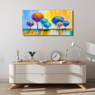 Colorful trees in the sunset light Canvas Wall art