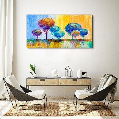 Colorful trees in the sunset light Canvas Wall art