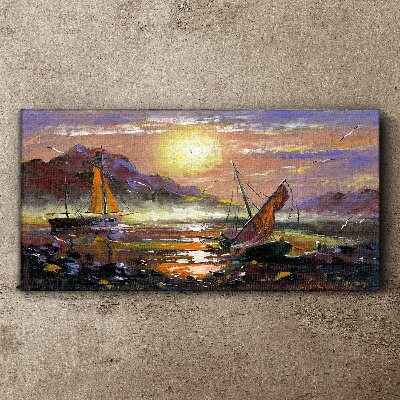 Painting boats Canvas Wall art