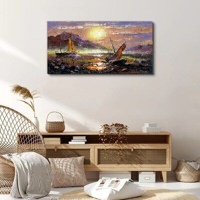 Painting boats Canvas Wall art