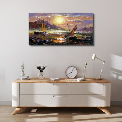 Painting boats Canvas Wall art