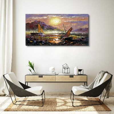 Painting boats Canvas Wall art