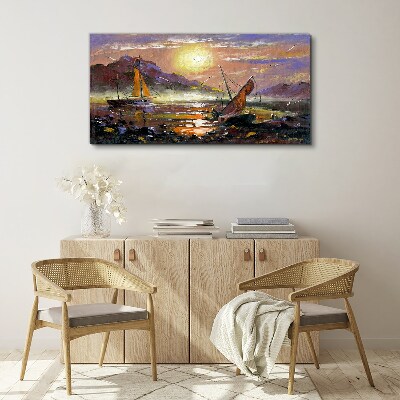 Painting boats Canvas Wall art