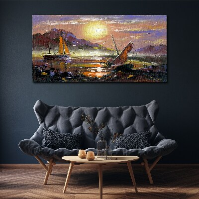 Painting boats Canvas Wall art