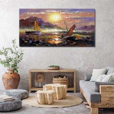 Painting boats Canvas Wall art