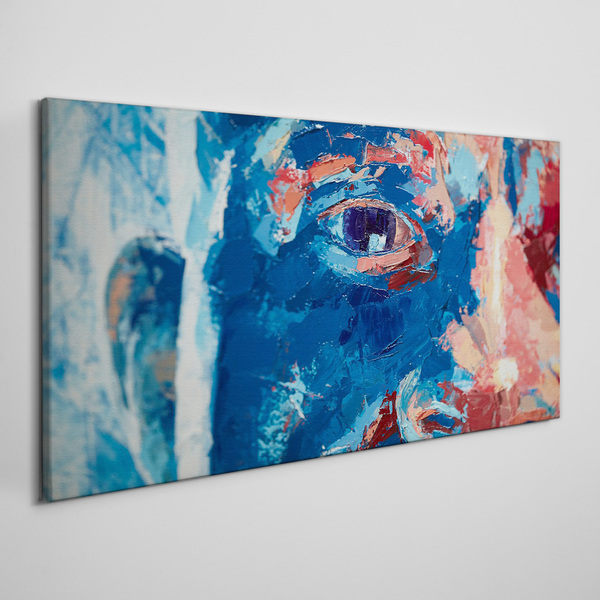 Intense Face in Blue Shades Canvas Wall art