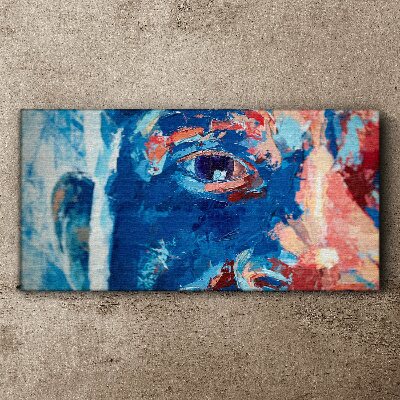 Intense Face in Blue Shades Canvas Wall art