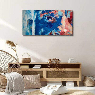Intense Face in Blue Shades Canvas Wall art