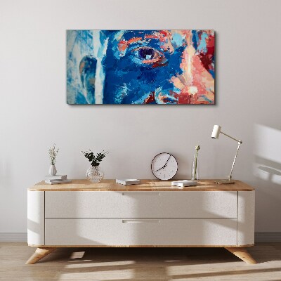 Intense Face in Blue Shades Canvas Wall art