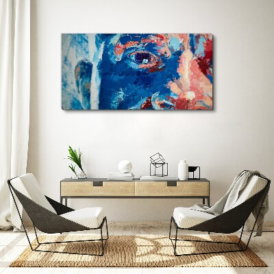 Intense Face in Blue Shades Canvas Wall art