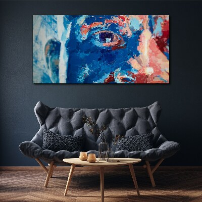 Intense Face in Blue Shades Canvas Wall art