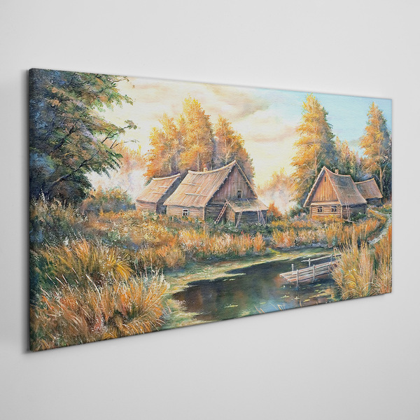 A peaceful rural landscape in the morning Canvas Wall art