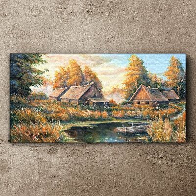 Painting nature forest hut Canvas Wall art