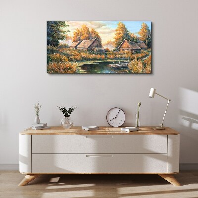 A peaceful rural landscape in the morning Canvas Wall art