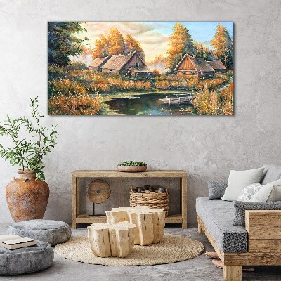 A peaceful rural landscape in the morning Canvas Wall art
