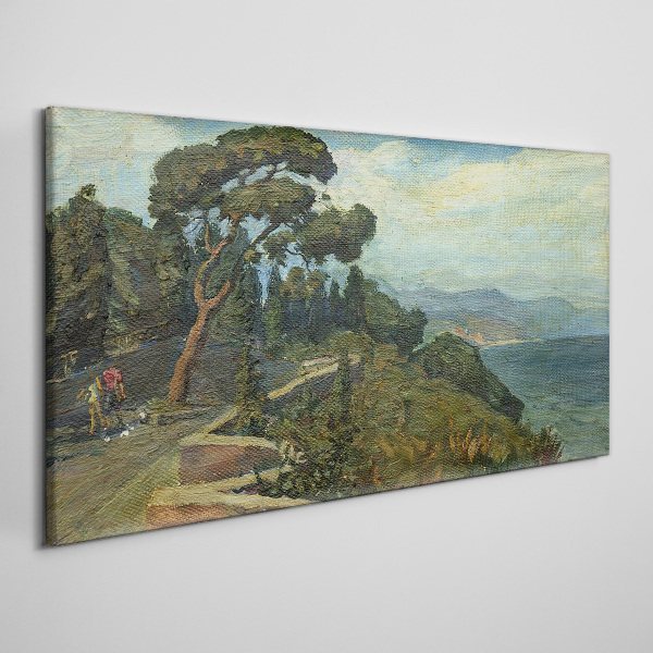 Seaside landscape with a tree Canvas Wall art