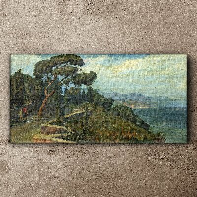 Seaside landscape with a tree Canvas Wall art