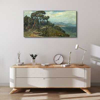 Seaside landscape with a tree Canvas Wall art