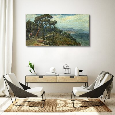 Seaside landscape with a tree Canvas Wall art