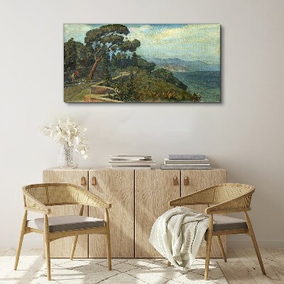 Seaside landscape with a tree Canvas Wall art