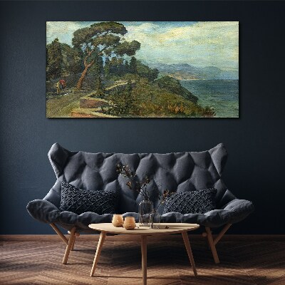Seaside landscape with a tree Canvas Wall art