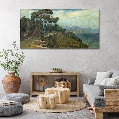 Seaside landscape with a tree Canvas Wall art