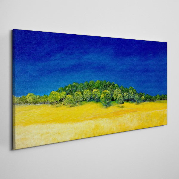 Golden fields under blue sky Canvas Wall art