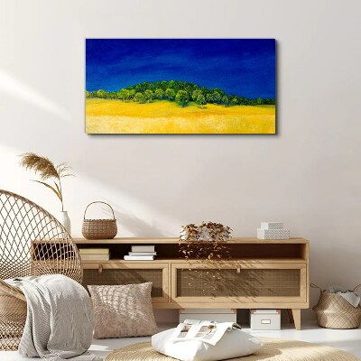 Golden fields under blue sky Canvas Wall art