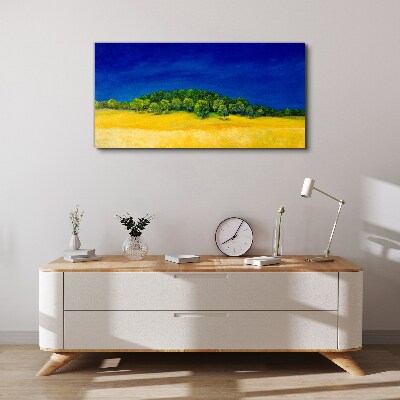 Golden fields under blue sky Canvas Wall art