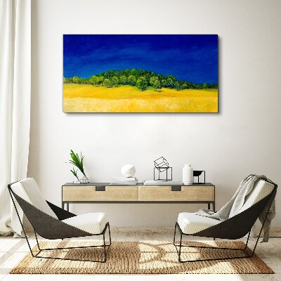 Golden fields under blue sky Canvas Wall art
