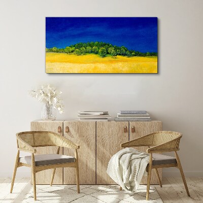 Golden fields under blue sky Canvas Wall art