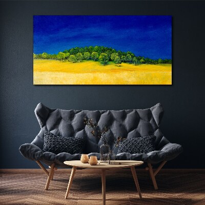 Golden fields under blue sky Canvas Wall art