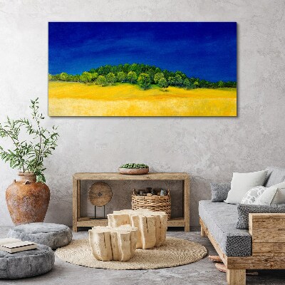 Golden fields under blue sky Canvas Wall art