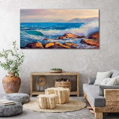 Painting ocean sea waves Canvas Wall art