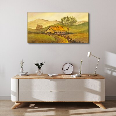 A peaceful rural landscape in the morning Canvas Wall art