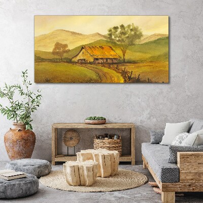 A peaceful rural landscape in the morning Canvas Wall art