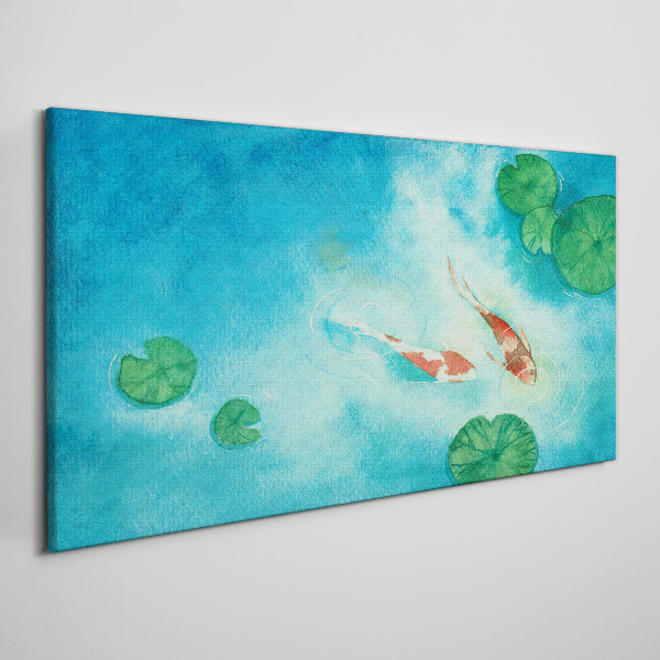 Koi in blue water Canvas Wall art