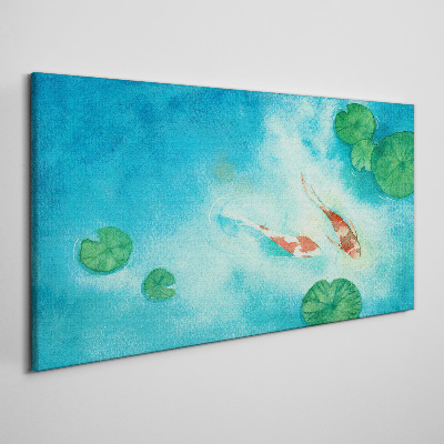 Koi in blue water Canvas Wall art