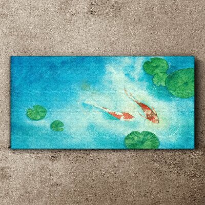 Koi in blue water Canvas Wall art