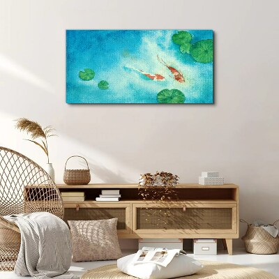 Koi in blue water Canvas Wall art