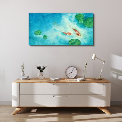 Koi in blue water Canvas Wall art