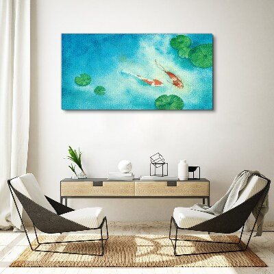 Koi in blue water Canvas Wall art