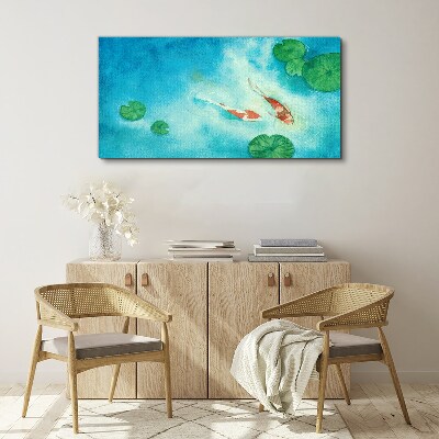 Koi in blue water Canvas Wall art