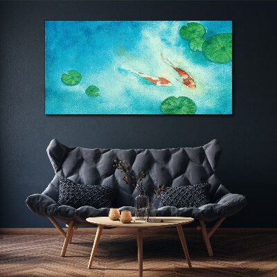 Koi in blue water Canvas Wall art