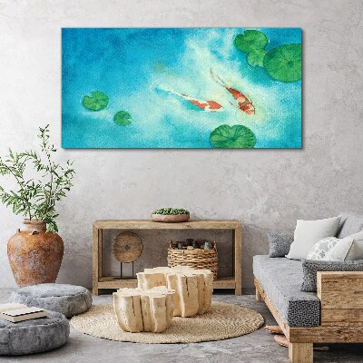 Koi in blue water Canvas Wall art