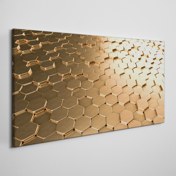 Gold hexagons on glass Canvas Wall art